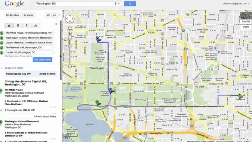 plan trip maps google